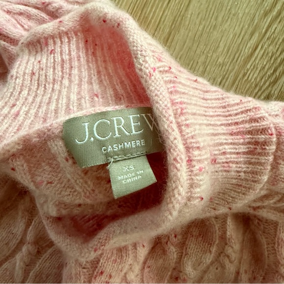 J.Crew Cable Knit Rollneck Cashmere Donegal Cropped Sweater - Picture 3 of 8